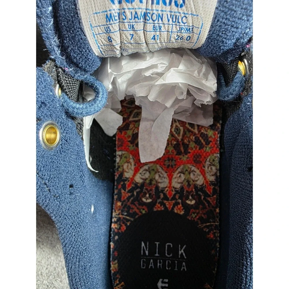 Etnies Jameson Vulc Mens Size 8 Blue Nick Garcia Suede Skate‎ Shoes NEW